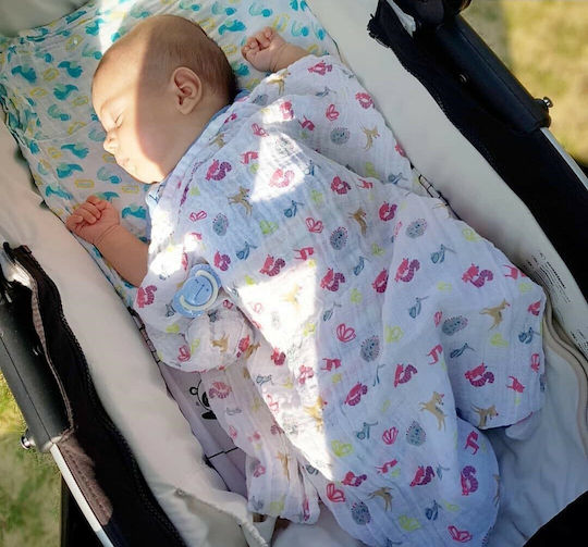 Babyono Πάνες Αγκαλιάς από Μουσελίνα Τιρκουάζ 70x70εκ. 3τμχ
