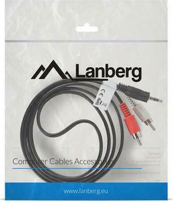 Lanberg 3.5mm male - RCA male Cable Black 1.5m (CA-MJRC-10CC-0015-BK)