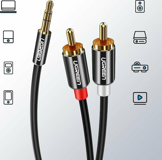 Ugreen Καλώδιο Ήχου 3.5mm male - RCA male Μαύρο 3m με Επίχρυσους Ακροδέκτες 10590