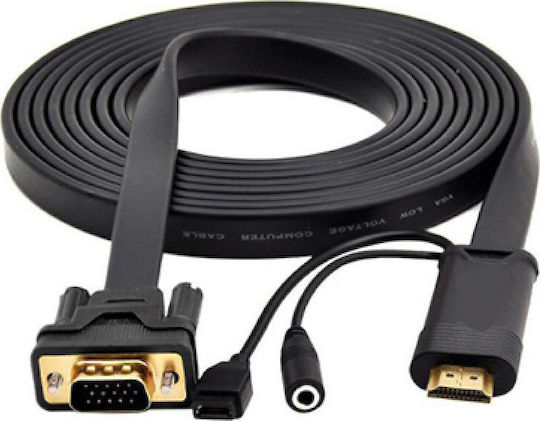 HDMI-Kabel Flach HDMI-Stecker - VGA-Stecker 1,8 m Schwarz