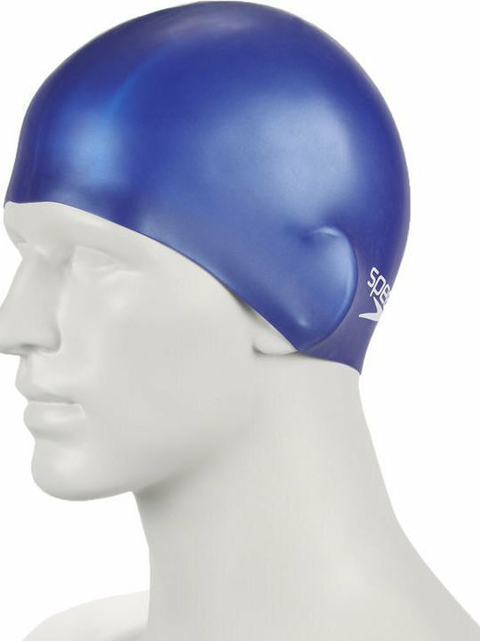 Speedo Plain Moulded Silicone Kids Swimming Cap Blue
