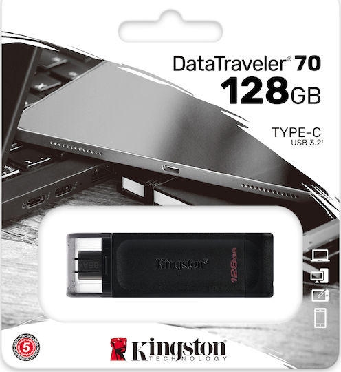 Kingston DataTraveler 70 128GB USB 3.2 Stick with connection USB-C Black