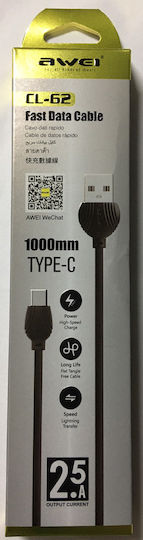 Awei CL-62 USB 2.0 Cable USB-C male - USB-A Μαύρο 1m