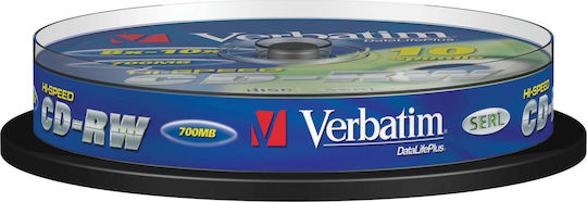 Verbatim Επανεγγράψιμα CD-RW 12x 700MB Cake Box 10τμχ