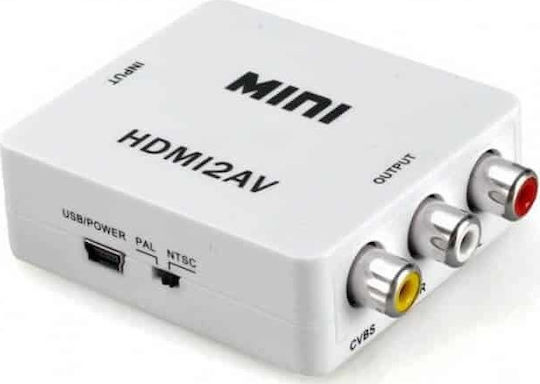 Muzik Μετατροπέας HDMI female σε RCA female Λευκό (VD-258)