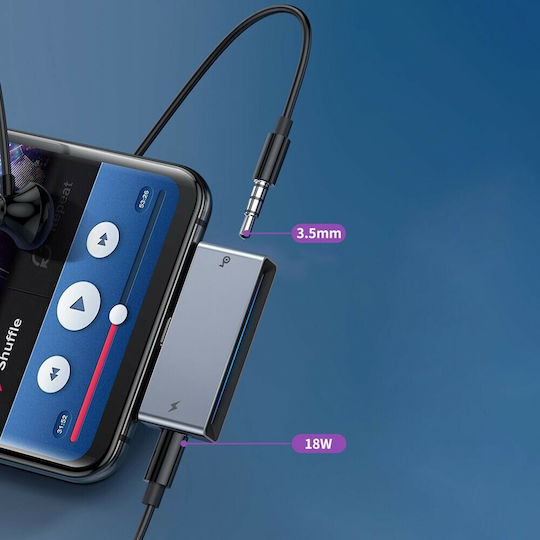 Baseus CATL57-0A Convertor USB-C Masculin În 3.5mm / USB-C Feminin Gri