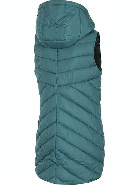 Women's Short Puffer Jacket for Winter with Hood Turquoise