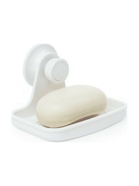 Umbra Flex Plastic Soap Dish Wall Mounted with Suction Cup White Λευκό