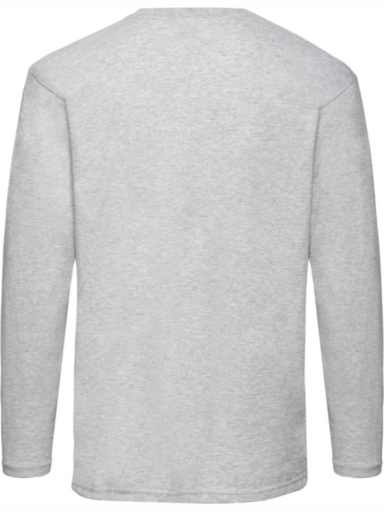 Fruit of the Loom Valueweight Τ Bărbătesc Mânecă Lungă Gri Heather
