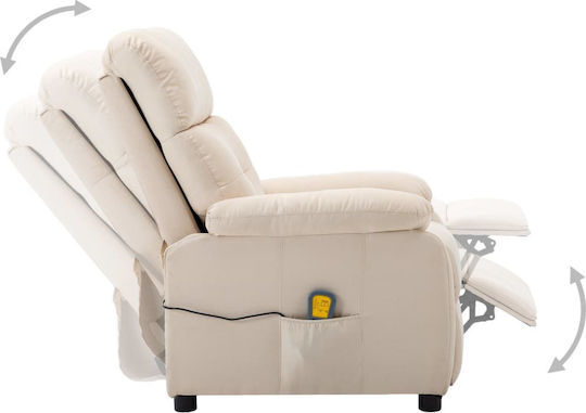 Relax Armchair Massage with Footstool Cream 76x90x100cm