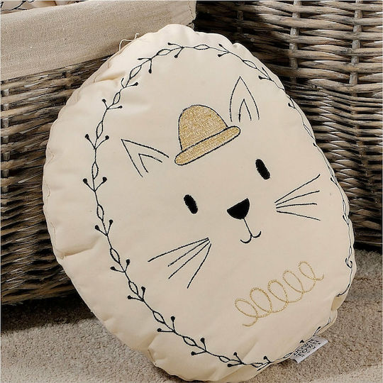 Down Town Home Crib Decorative Pillow Cat Ecru 25x30cm