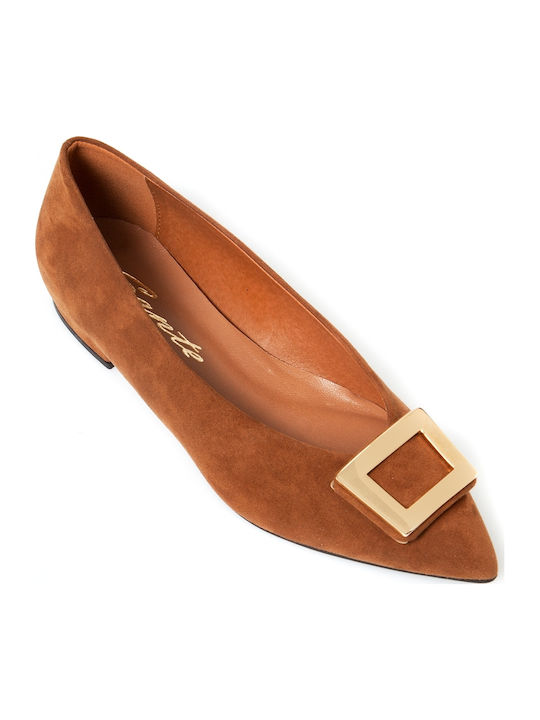 Sante Suede Pointy Ballerinas Tabac Brown