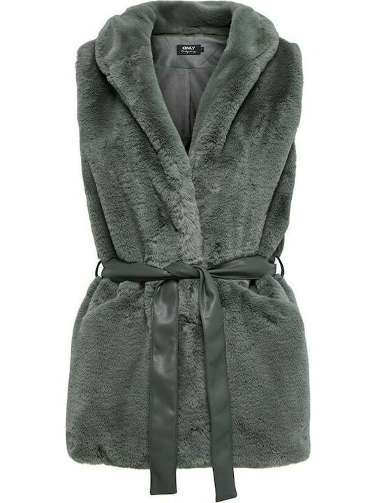 Women's Sleeveless Short Fur Gray