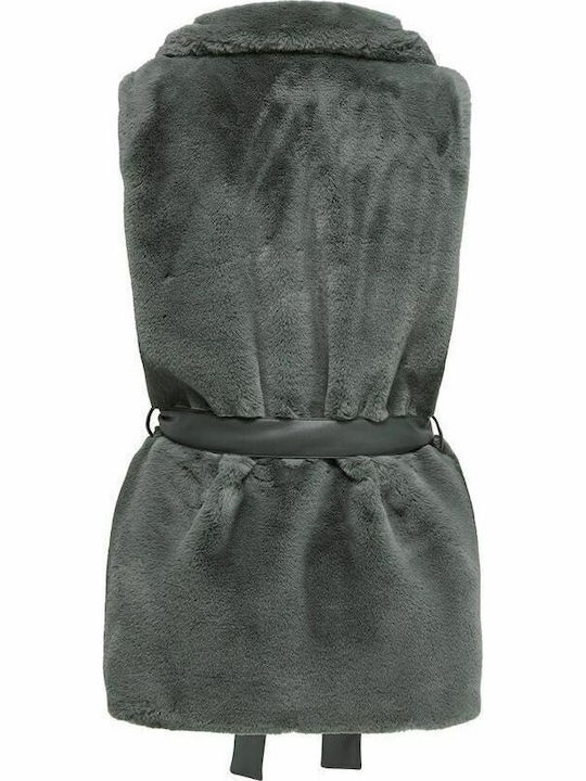 Women's Sleeveless Short Fur Gray