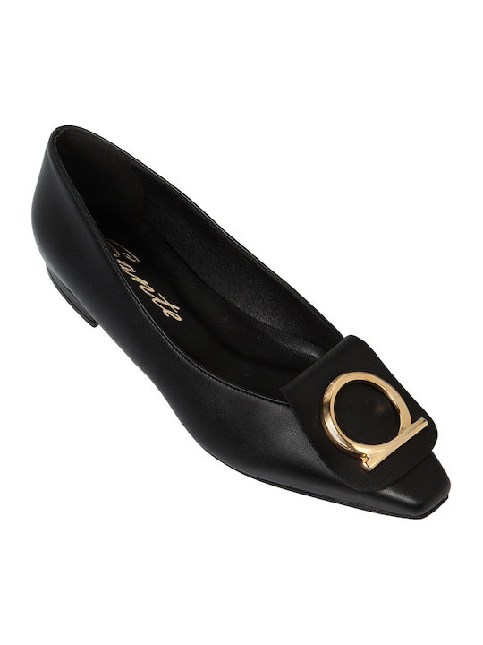 Synthetic Leather Pointy Ballerinas Black