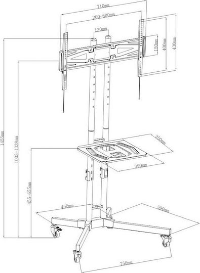Osio OSM-7865 Βάση Τηλεόρασης Δαπέδου έως 65" και 40kg