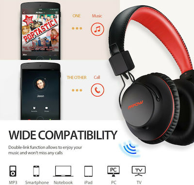 X3.0 Ασύρματα Bluetooth Over Ear Ακουστικά Μαύρα / Κόκκινα