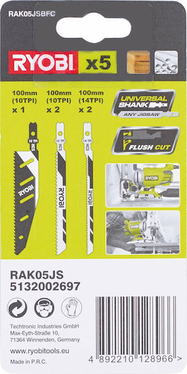 Ryobi RAK05JSBFC Jig Saw Blade for Metal and Wood 5pcs 5132002697