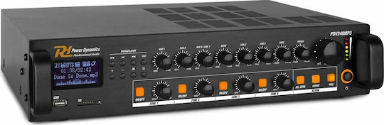 Power Dynamics PDV240MP3 Integrat Amplificator comercial 5 Canale 240W/8Ω cu 4 Zone 240W/100V cu Sistem de Răcire și Conexiuni USB/FM/Bluetooth