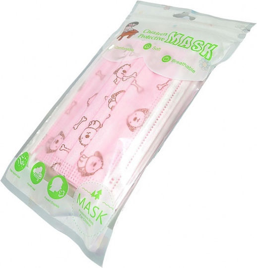 Children's Disposable Masks 3ply Protective Mask Non-Reusable Surgical Kids Pink 10pcs