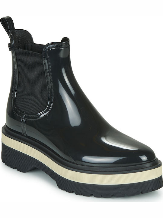 Netty Women's Short Mid Heel Wellies Black