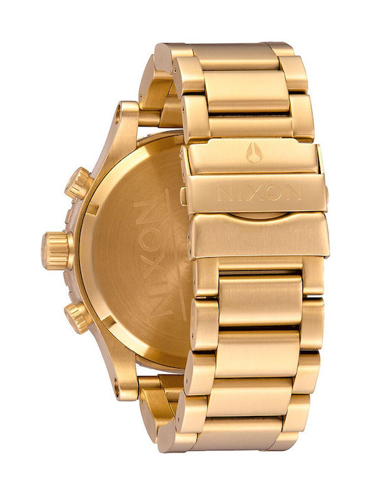 Nixon Ανδρικό Ρολόι 51mm Χρονογράφος Μπαταρίας με Χρυσό Μεταλλικό Μπρασελέ