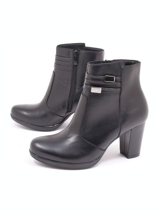 Leder Stiefeletten Damen Schwarz