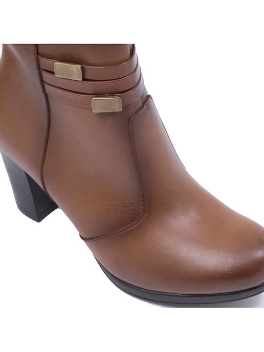Leder Stiefeletten Damen Tabac Braun