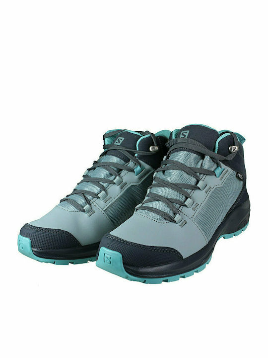 Kids Waterproof Leather Hiking Boots Outward Turquoise 409724