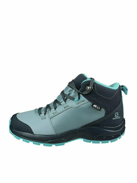 Kids Waterproof Leather Hiking Boots Outward Turquoise 409724