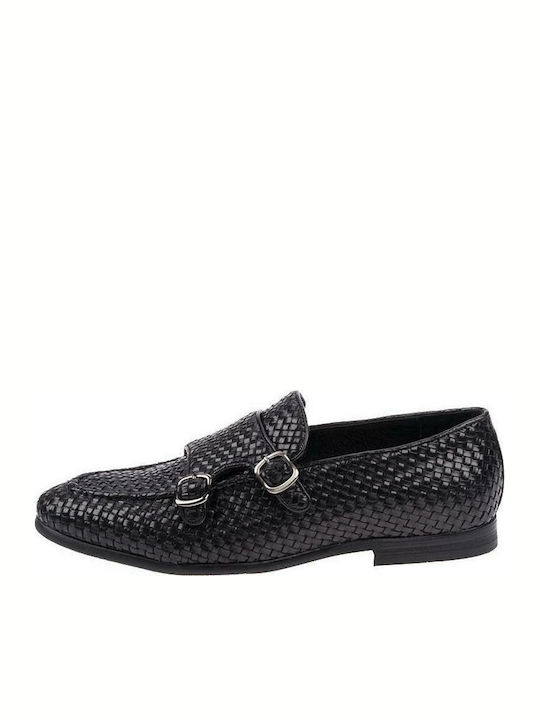 19V69 YOY220-F3 Men's Leather Moccasins Black