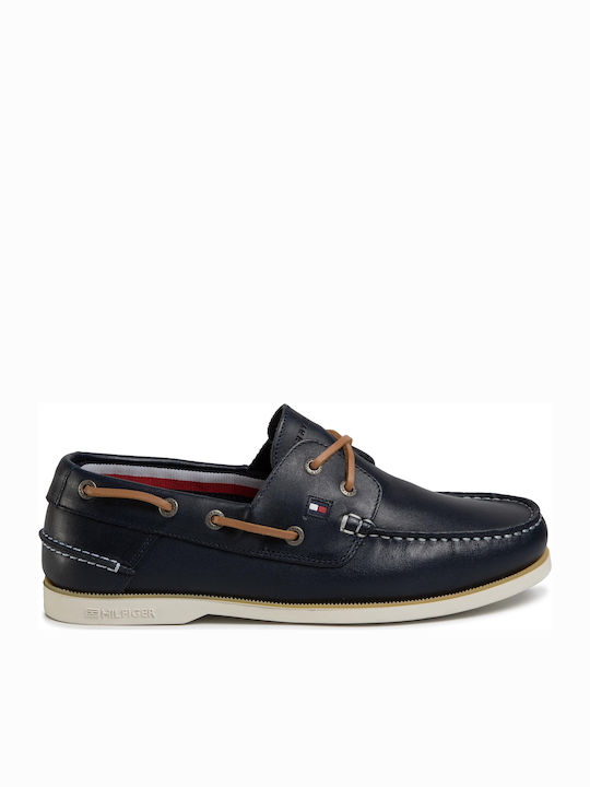 Tommy Hilfiger Classic Canv Δερμάτινα Ανδρικά Boat Shoes σε Μπλε Χρώμα