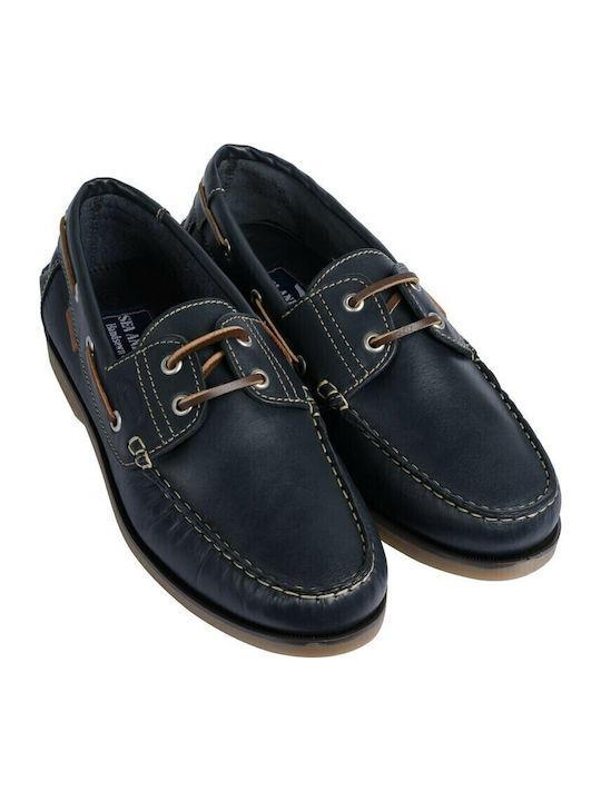 Men's Leather Boat Shoes Blue