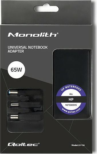Qoltec Φορτιστής Laptop 65W 19.5V 3.33A για HP με Αποσπώμενο Καλώδιο Τροφοδοσίας