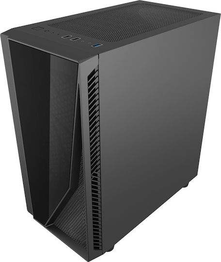 Powertech PT-839 Геймърско бюро Midi Tower Компютърна кутия със страничен прозорец Черен