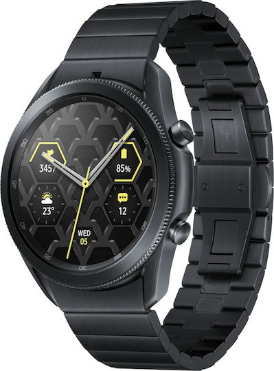 Samsung Galaxy Watch3 Titanium 45mm Αδιάβροχο με Παλμογράφο (Mystic Black)