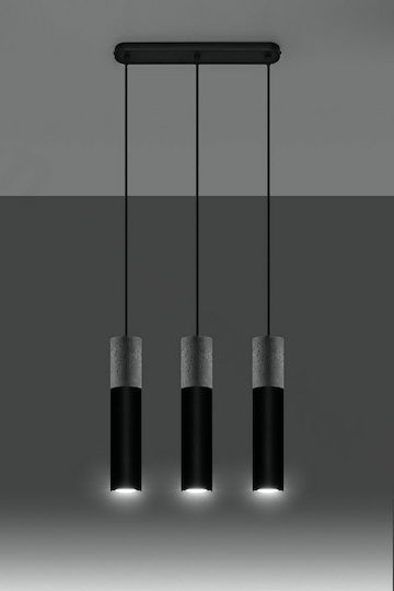 Sollux Borgio Lustră Suspendată Negru 46x17cm.