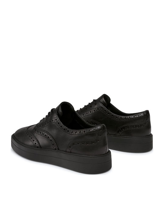 Hero Brogue Δερμάτινα Γυναικεία Oxfords σε Μαύρο Χρώμα
