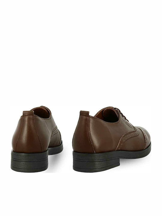 Δερμάτινα Γυναικεία Oxfords σε Καφέ Χρώμα