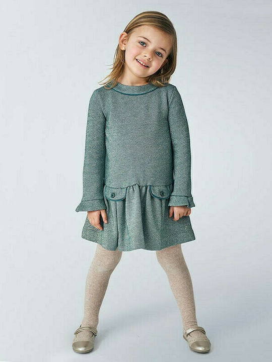 Mayoral Kids Dress Long Sleeve Green