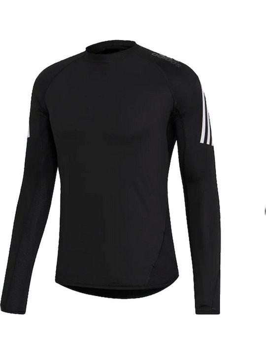 Adidas Alphaskin Sport+ 3-Stripes Ανδρική Ισοθερμική Μακρυμάνικη Μπλούζα Compression Μαύρη