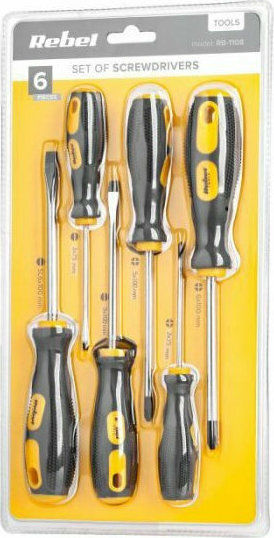 Rebel Set 6 Magnetic Electrician Screwdrivers with 6 Interchangeable Tips