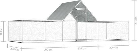 vidaXL Кокошник от Галванизирана стомана Д6 x Ш2 x В2м.