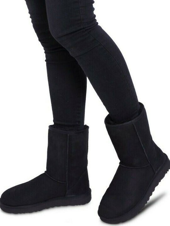 Ugg Australia Classic Short II Suede Women's Boots with Fur Black