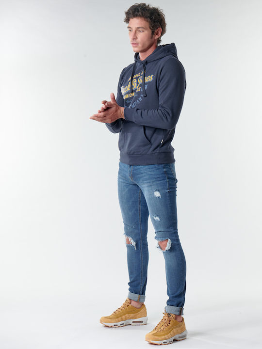 Jack & Jones Men's Sweatshirt with Hood and Pockets Navy Blazer