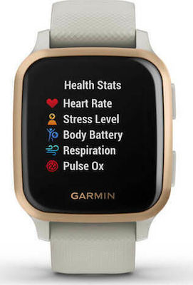 Garmin Venu SQ Music Edition Aluminium 40mm Smartwatch with Heart Rate Monitor (Light Sand with Rose Bezel)