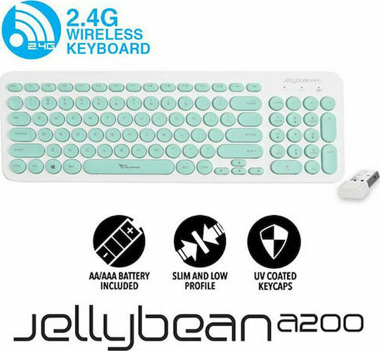 Alcatroz Jellybean U200 Безжично Само клавиатура Английски US Тюркоазен