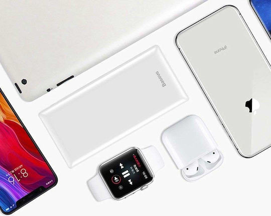 Baseus Mini JA Power Bank 30000mAh 15W με 2 Θύρες USB-A και Θύρα USB-C Λευκό