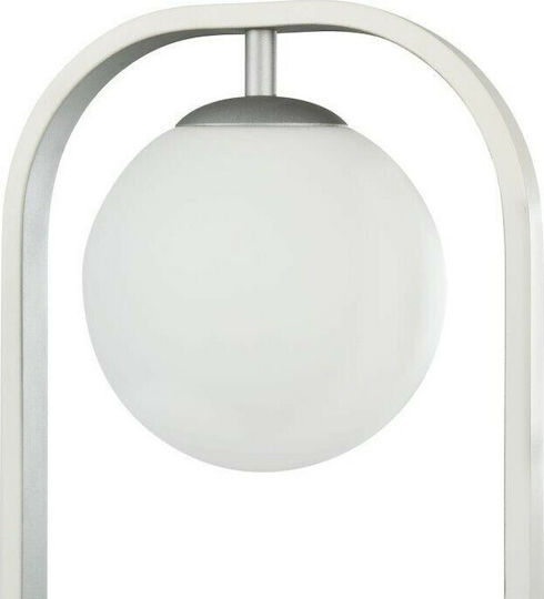 Maytoni Avola Metal Table Lamp with White Shade and Silver Base