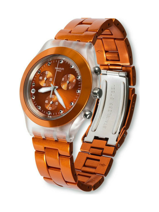 Swatch Swatch Womens Watch Chronograph Battery With Orange Steel Bracelet Swatch Swatch Womens Watch Chronograph Battery With Orange Steel Bracelet